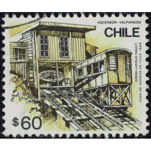Chili 1989 Oblitr Used Transports Incline Railroas Ascensor Funiculaire Valparaso Y&t Cl 925 Su