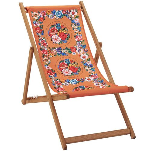 Chilienne Pliante En Htre Et Imprim Fleuri Orange