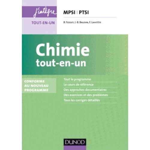 Chimie Tout-En-Un Mpsi-Ptsi - Cours Et Exercices Corrigs    Format Reli 