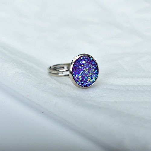 Chimlomzy-Bagues En Pierre Pour Femme, Bleu, Vert, Blanc, Rond, Rsine, Doigt Ouvert, Fte De Mariage, Argent, Document, Bijoux Rglables