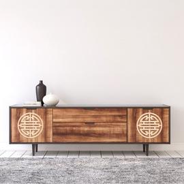 DERCLIVE Applique en bois sculpté style vintage chinois en bois sculpté pour meubles porte darmoire décoration de maison 