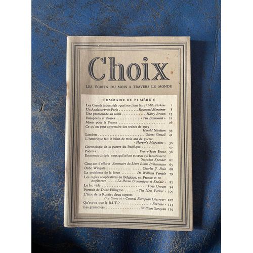 Choix, Les crits Du Mois  Travers Le Monde, Tome 1, Numro 5   