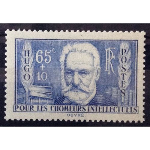 Chmeurs Intellectuels 1938 - Hugo 65c+10c Outremer (Superbe N 383) Neuf* - Cote 7,00 - France Anne 1938 - N26850