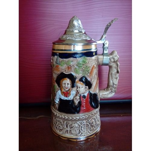 Chope à bière alsacienne musicale avec couvercle Rakuten