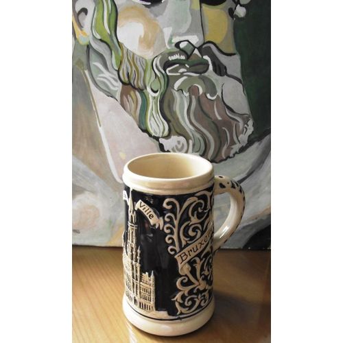 Chope  Bire En Grs maill Souvenir De Bruxelles Htel De Ville 1/4l