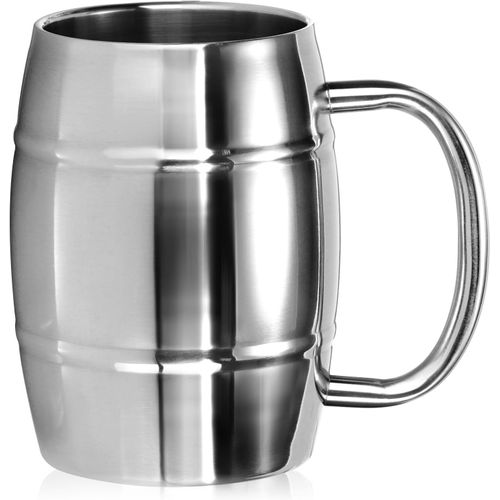 Chope  Bire Xl En Acier Inoxydable - 400 Ml - Tasse De Camping  Double Paroi Sans Bpa (Couleur Argent - Aspect Tonneau)