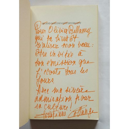Christian Collange Quand Nos Enfants Divorcent Avec Un Envoi Autographe Sign 2015 Robert Laffont