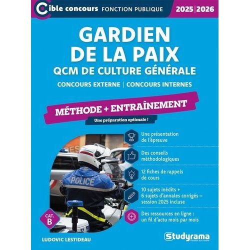 Gardien De La Paix - Qcm De Culture Gnrale - Concours Externe - Concours Internes    Format Beau livre 