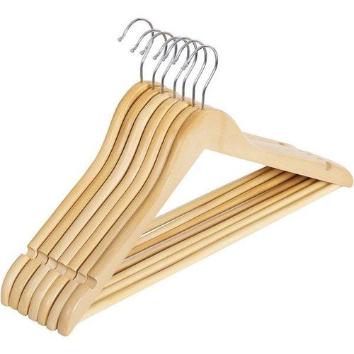 Cintres En Bois Antidrapant, Couleur Boise + Argent / 20