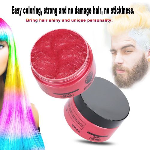Cire Colorante Pour Cheveux, Creme Coiffante Et Modelante, Coiffure Naturelle Pour Hommes Et Femmes (Rose)