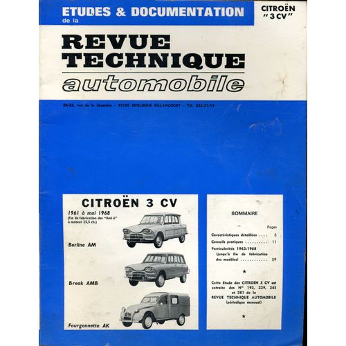 Citron 3 Cv - tudes Et Documentation De La Revue Technique Automobile (Rta)   de COLLECTIF  Format Reli 