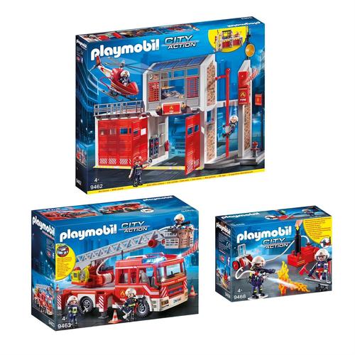 City Action - Set De 3 Botes Playmobil Sur Le Thme Des Pompiers
