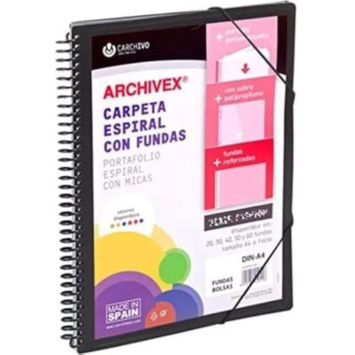 Classeur - Carchivo - Archivex Star - Lot De 40 Pochettes - Couverture En Polypropylne Noir - A4