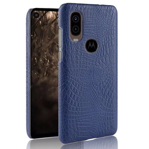 Classique lgant tui Pour Motorola One Vision Anti raflure Compatibilit Housse De Protection Mode Classique D'alligator - Bleu