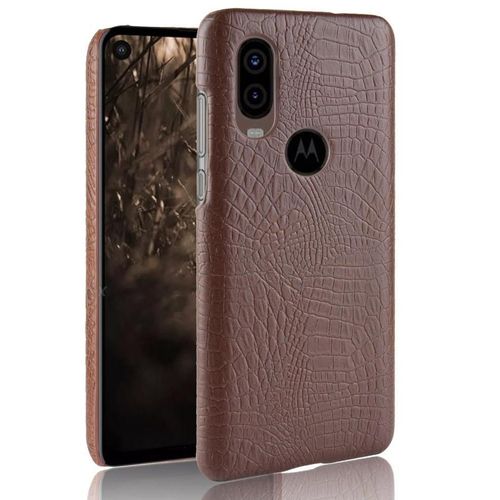 Classique lgant tui Pour Motorola One Vision Anti raflure Compatibilit Housse De Protection Mode Classique D'alligator - Le Brun