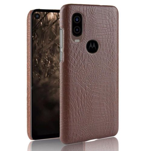 Classique lgant tui Pour Motorola One Vision Anti raflure Housse De Protection Compatibilit Mode Classique D'alligator - Le Brun