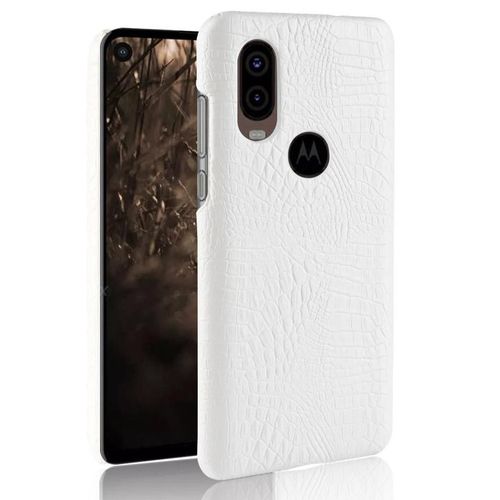 Classique lgant tui Pour Motorola One Vision Compatibilit Housse De Protection Anti raflure Mode Classique D'alligator - Blanc