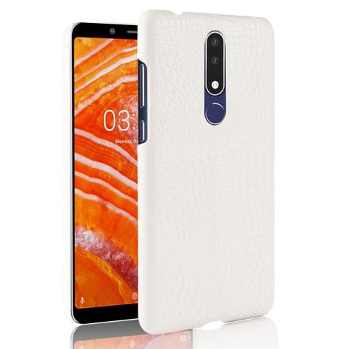 Classique lgant tui Pour Nokia 3.1 Plus Anti raflure Housse De Protection Compatibilit Mode Classique D'alligator - Blanc