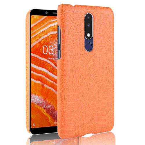 Classique lgant tui Pour Nokia 3.1 Plus Anti raflure Housse De Protection Compatibilit Mode Classique D'alligator - Couleur Orange