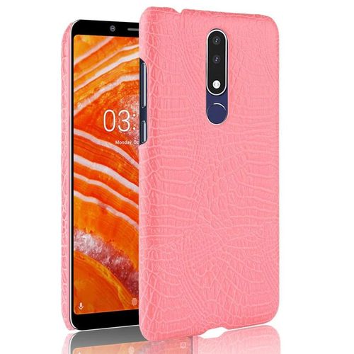 Classique lgant tui Pour Nokia 3.1 Plus Anti raflure Housse De Protection Compatibilit Mode Classique D'alligator - Couleur Rose