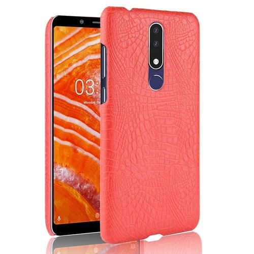 Classique lgant tui Pour Nokia 3.1 Plus Anti raflure Housse De Protection Compatibilit Mode Classique D'alligator - Rouge