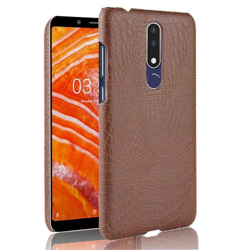 Classique lgant tui Pour Nokia 3.1 Plus Compatibilit Housse De Protection Mode Classique D'alligator Anti raflure - Le Brun