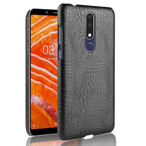 Classique lgant tui Pour Nokia 3.1 Plus Compatibilit Housse De Protection Mode Classique D'alligator Anti raflure - Noir