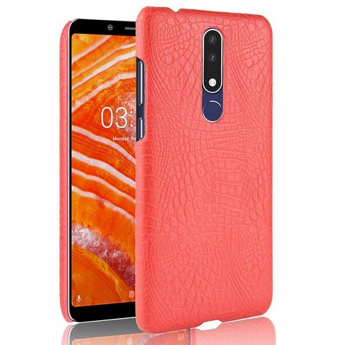 Classique lgant tui Pour Nokia 3.1 Plus Compatibilit Housse De Protection Mode Classique D'alligator Anti raflure - Rouge