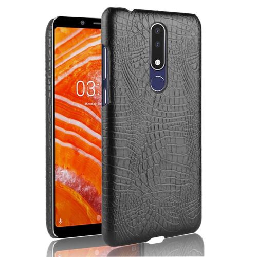Classique lgant tui Pour Nokia 3.1 Plus Mode Classique D'alligator Compatibilit Anti raflure Housse De Protection - Noir