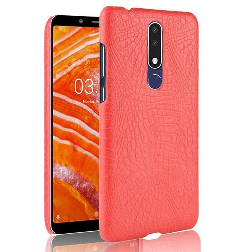 Classique lgant tui Pour Nokia 3.1 Plus Mode Classique D'alligator Compatibilit Anti raflure Housse De Protection - Rouge
