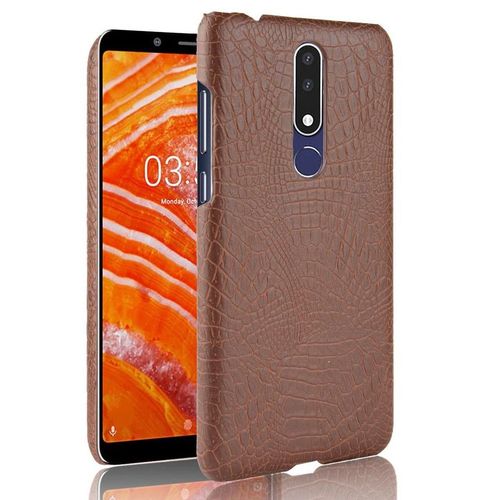 Classique lgant tui Pour Nokia 3.1 Plus Mode Classique D'alligator Compatibilit Housse De Protection Anti raflure - Le Brun