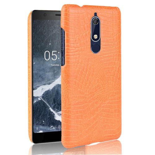 Classique lgant tui Pour Nokia 5.1 Compatibilit Housse De Protection Mode Classique D'alligator Anti raflure - Couleur Orange