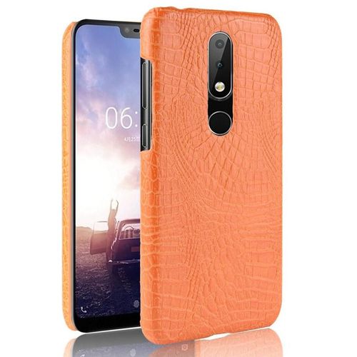 Classique lgant tui Pour Nokia 5.1 Plus /Nokia X5 Anti raflure Mode Classique D'alligator Compatibilit Housse De Protection - Couleur Orange