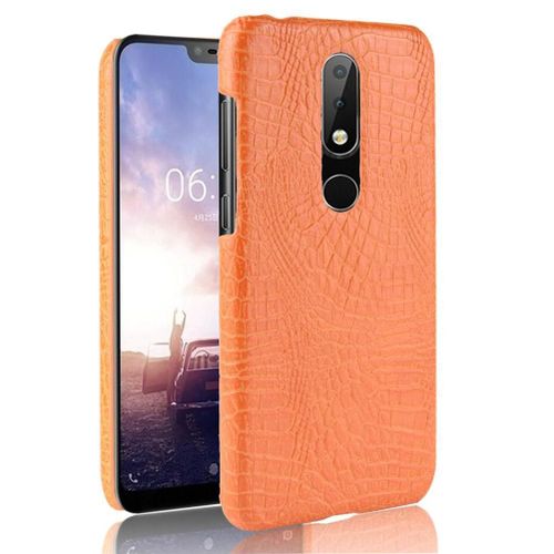 Classique lgant tui Pour Nokia 5.1 Plus /Nokia X5 Compatibilit Mode Classique D'alligator Anti raflure Housse De Protection - Couleur Orange