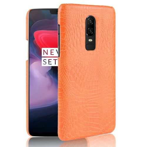 Classique lgant tui Pour Oneplus 6 Housse De Protection Mode Classique D'alligator Anti raflure Compatibilit - Couleur Orange