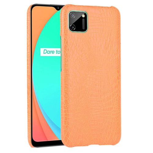 Classique lgant tui Pour Realme C11 Compatibilit Mode Classique D'alligator Housse De Protection Anti raflure - Couleur Orange