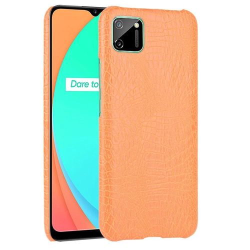 Classique lgant tui Pour Realme C11 Mode Classique D'alligator Compatibilit Anti raflure Housse De Protection - Couleur Orange