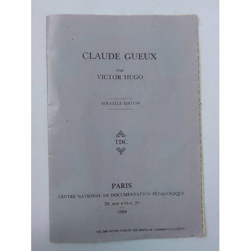 Claude Gueux Victor Hugo Littérature Rakuten