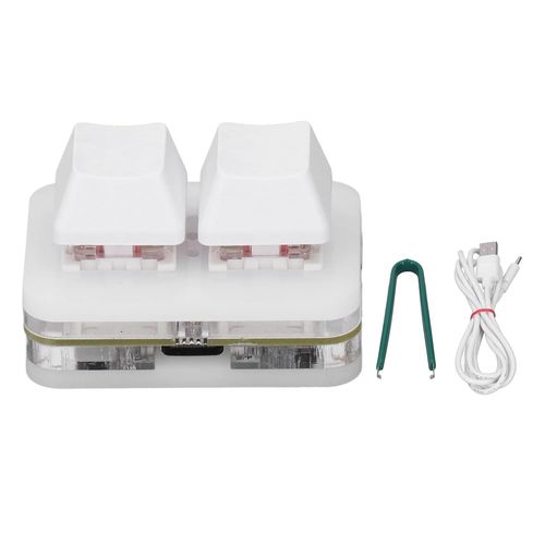 Clavier  Interrupteur Rouge, Clavier  Interrupteur Rouge  2 Touches Mini Clavier Mcanique USB pour Jeux de Rythme Fonction Copier-coller, Facile  Programmer 2 Touches, (Blanc)