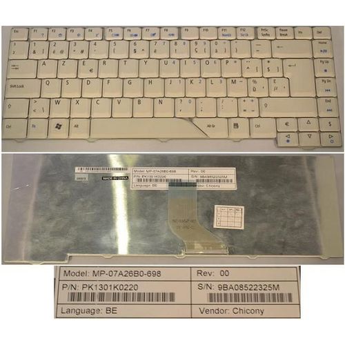 Clavier Azerty Belge / Belgian Pour ACER ASPIRE AS4710 4710 4720 4220 4220G 4310 4315 4320 4520 4520G 4710G 4715Z 4720G/Z 4920 4920G 5220 5310 5310G 5520 5710 5710G 5720 5720G 5910 5920 series, Gris