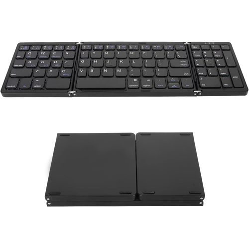 Clavier Bluetooth Pliable,Clavier sans Fil  3 Volets Mini Clavier Pliable Portable,Clavier de Poche Ultra Fin Rechargeable pour OSx pour Android pour Windows (Noir).[W463]