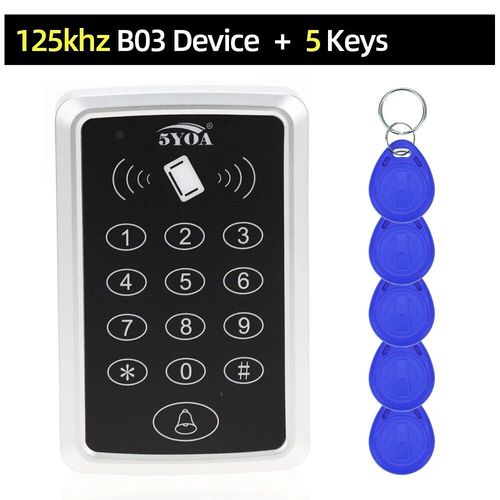 Clavier de contrle d'accs RFID 125KHz,lecteur de carte EM,systme de contrle d'accs de porte- B03 and 5 Blue Keys[F]