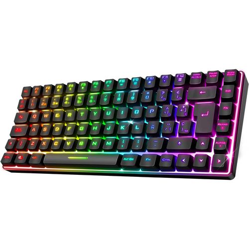 Clavier De Jeu Bluetooth Sans Fil | Layout Espagnol Qwerty | Keyboard Tkl Compact 65% | Touches Semi-Mcaniques Dont 25 Anti-Ghosting | Compatible Pc, Tlphone Et Tablette[CLA670223]