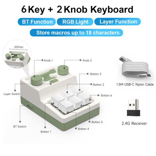 Clavier de jeu mcanique,programmation,Macro,rvb,3 touches,copie et collage,Mini boutons,pour jeu - Type Upgrade 2.4G 6Key-Interrupteur rouge