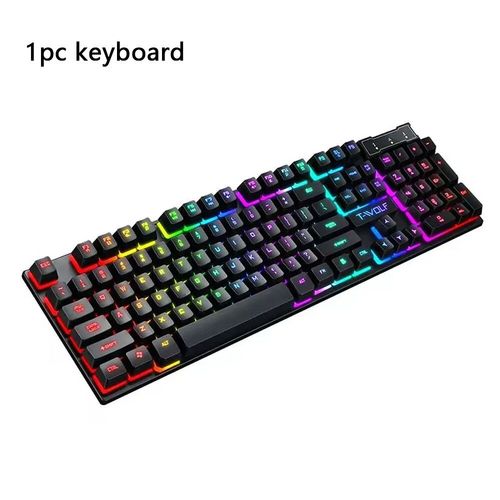 Clavier de jeu russe ergonomique filaire avec rtroclairage,USB,RVB,104 touches en caoutchouc,PC,ordinateur portable - Type keyboard-English