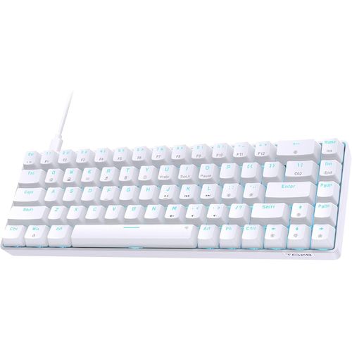 Clavier Gamer Mcanique 60% Cabl Avec Interrupteur Marron,T68Se Clavier Gaming Led Rtroclair Type-C Mechanical Keyboard Compact 68 Touches Anti-Ghosting-Us Layout,Blanc