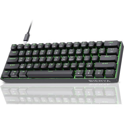 Clavier Gamer Mcanique 60% Cbl avec Interrupteur Bleu,DK61se Clavier Gaming Rtroclairage Bleu Glacier,Type-c Mechanical Keyboard Compact 61 Touches Anti-ghosting-US Layout,Noir