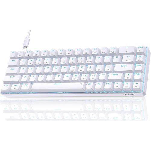 Clavier Gamer Mcanique 60% Cbl Avec Interrupteur Bleu,T68Se Clavier Gaming Led Rtroclair Type-C Mechanical Keyboard Compact 68 Touches Anti-Ghosting-Us Layout,Blanc[CLA670049]