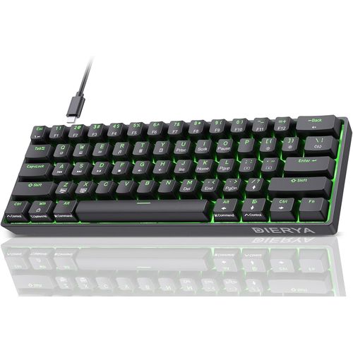 Clavier Gamer Mcanique 60% Cbl Avec Interrupteur Marron,Dk61Se Clavier Gaming Rtroclairage Bleu Glacier,Type-C Mechanical Keyboard Compact 61 Touches Anti-Ghosting-Us Layout,N[CLA670023]