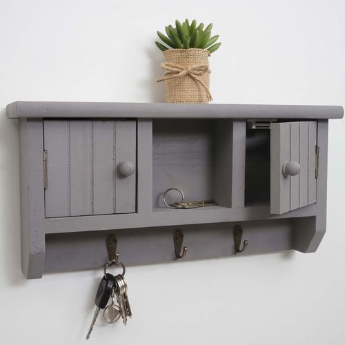 Armoire  Cls Hwc-A48, Armoire  Cls Avec Portes Et Crochets, Bois Massif   Gris